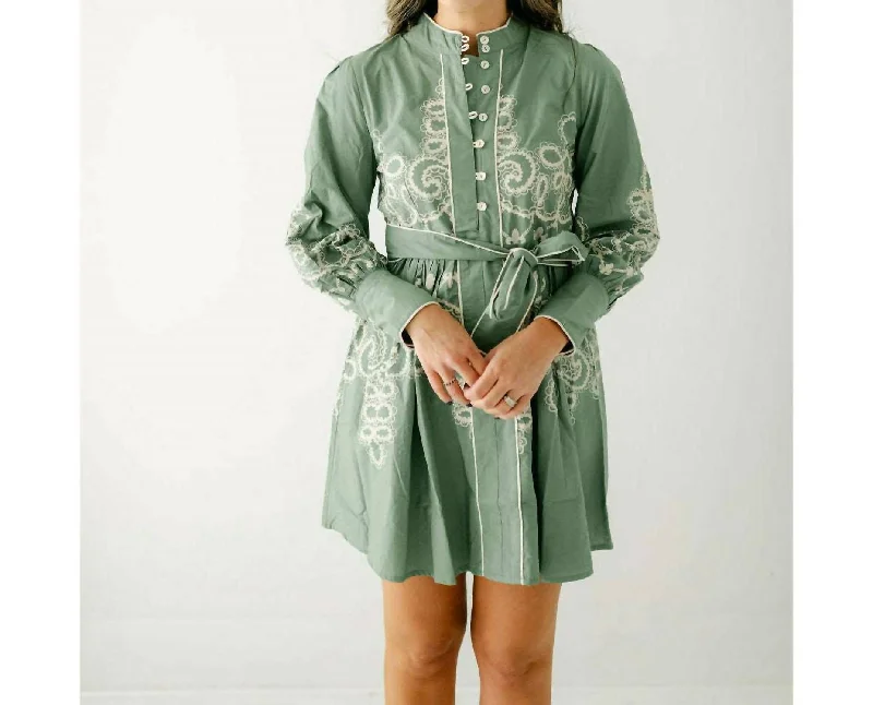 Deal of the Day Nella Mini Dress In Medina Sage