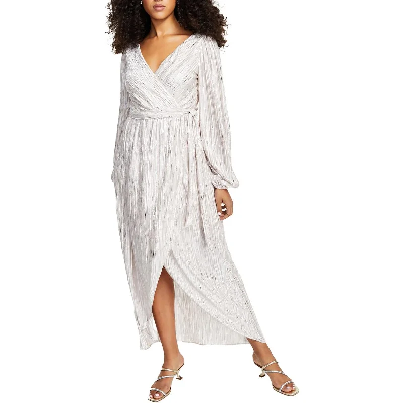 Weekend Special Womens Metallic Faux Wrap Maxi Dress