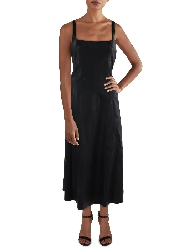 Loyalty Reward Womens Leather Sleeveless Midi Dress