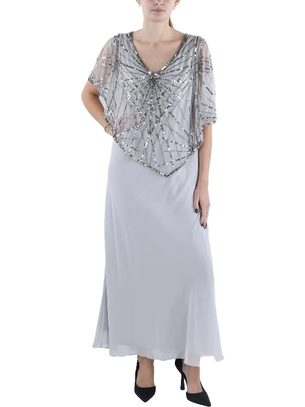 Lowest Prices Petites Womens Sequined Maxi Evening Dress