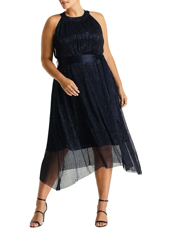 Today’s Deal Plus Gloria Womens Metallic Sleeveless Evening Dress