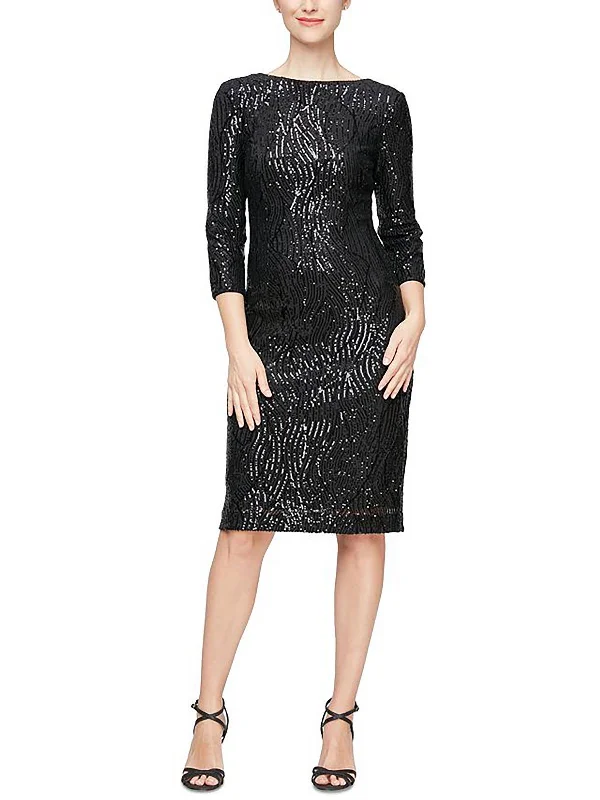 Reduced Prices Womens Sequined Above Knee Sheath Dress