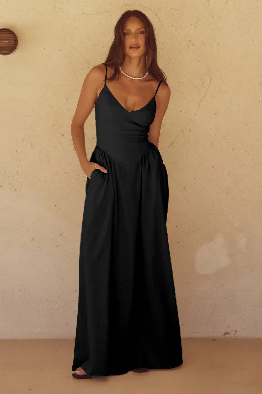 Exclusive Access ZEPHY MAXI DRESS  - BLACK