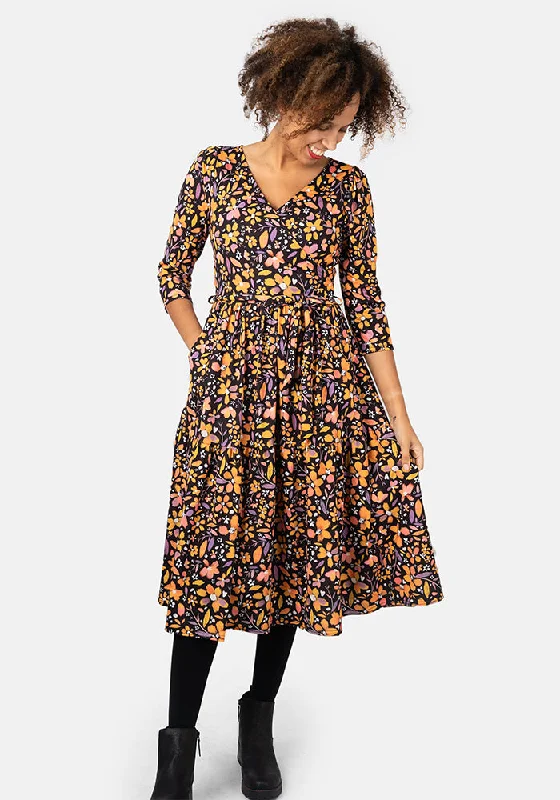 Savings Galore Lexie Ditsy Floral Print Tiered Hem Midi Dress