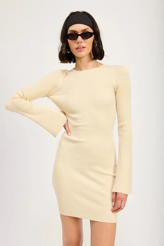 Today’s Deal LONG SLEEVE MINI DRESS WITH BACK CUTOUT
