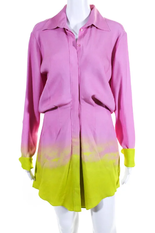 Instant Discount Brandon Maxwell Pink and Green Vera Shirtdress