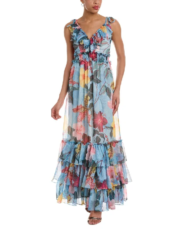 Price Rollback PatBO Hibiscus Ruffle Maxi Dress