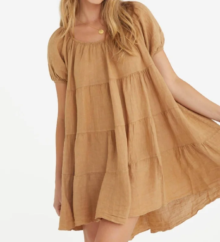 Exclusive Savings Sabrina Linen Dress In Camel
