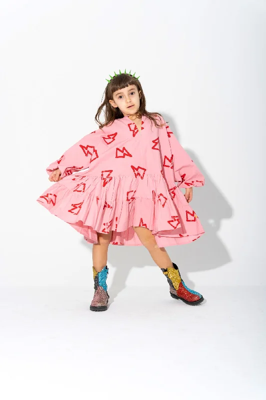 Bonus Savings THUNDER PRINT GATHERED DRESS