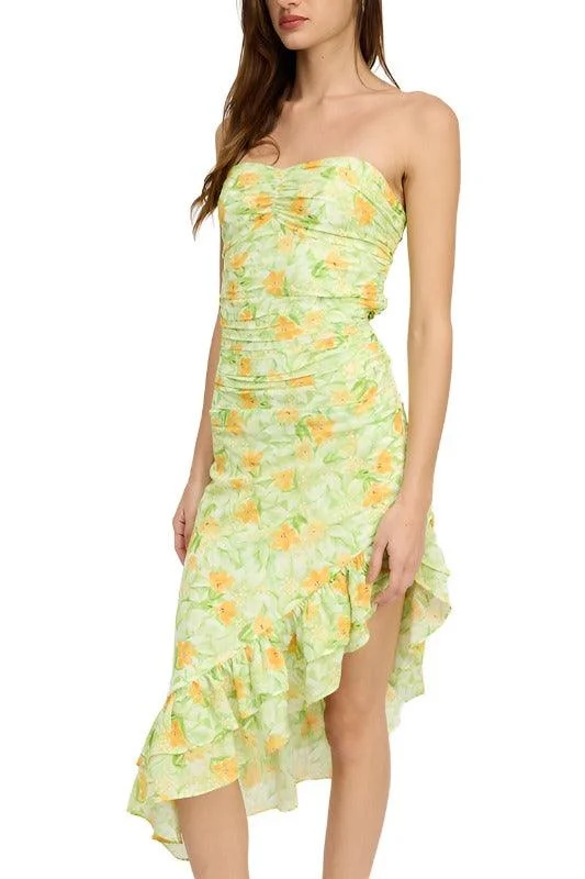 Special Discount ASYMMETRIC MIDI DRESS WITH RUFFLE DETAIL