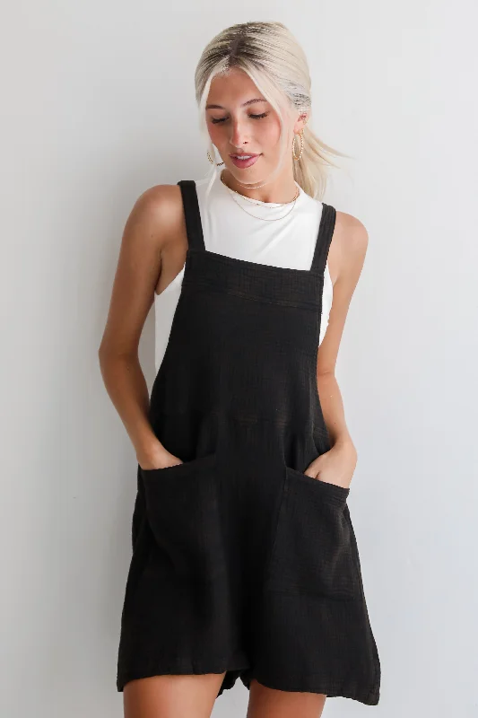 Limited Time FINAL SALE - Desired Impression Black Linen Romper - DU DEAL