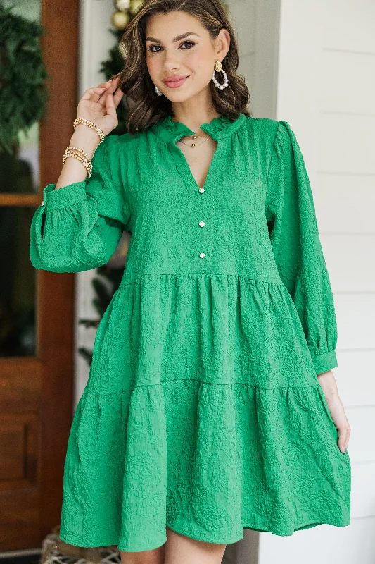 Limited Quantity All Up To You Emerald Green Textured Dress