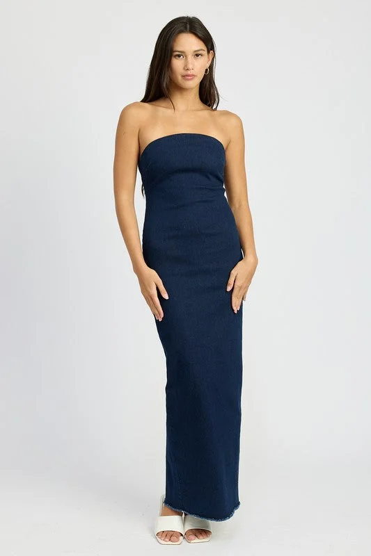 Price Cut BODYCON TUBE DENIM DRESS