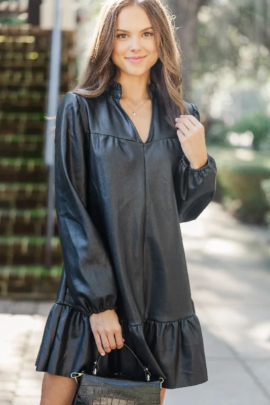 Holiday Sale Fate: All Your Idea Black Faux Leather Dress