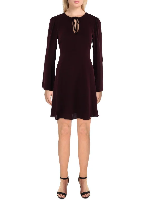 Weekend Deal Womens Chiffon Double-V Mini Dress
