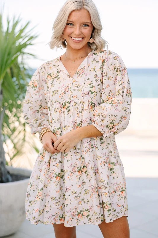 Value Deals Call You Over Ivory White Floral Dress