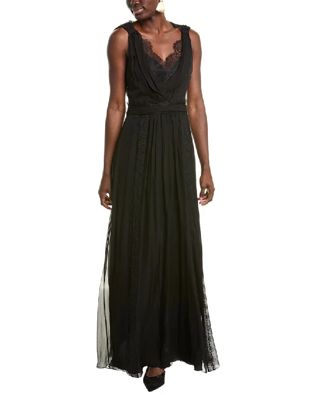Today’s Deal Alberta Ferretti Lace Trim Silk Gown