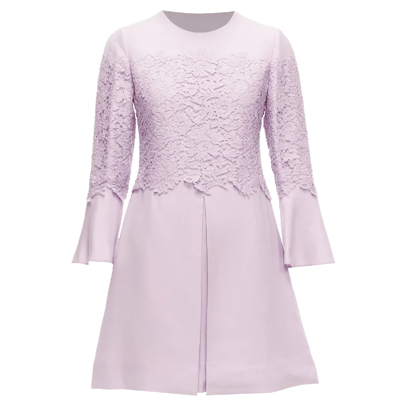 Buy More, Save More Valentino Crepe Lace Box Pleat A-line Dress