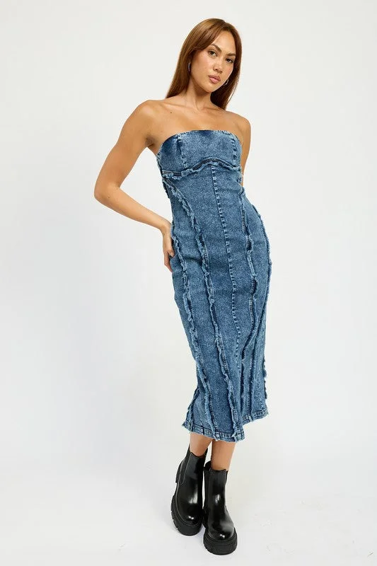 Deal Dash TUBE FRAYED SEAM MIDI DRESS