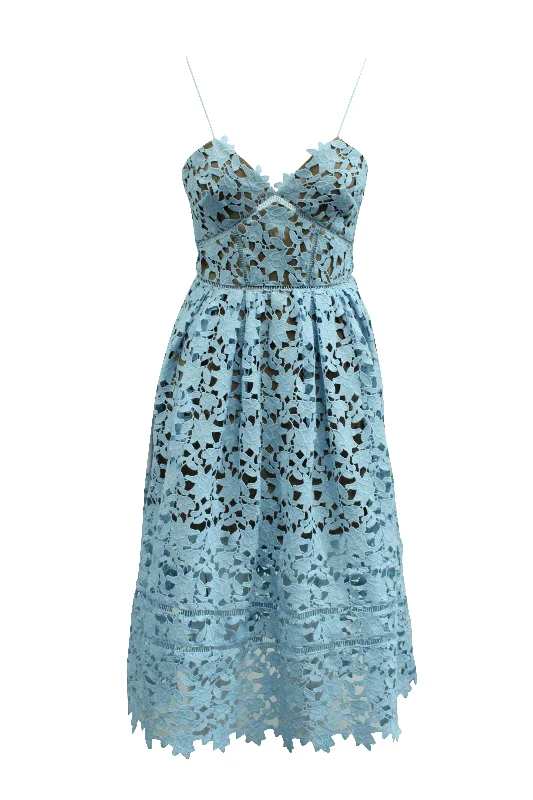 The Best Prices Self-Portrait Azaelea Lace Dress in Light Blue Polyester