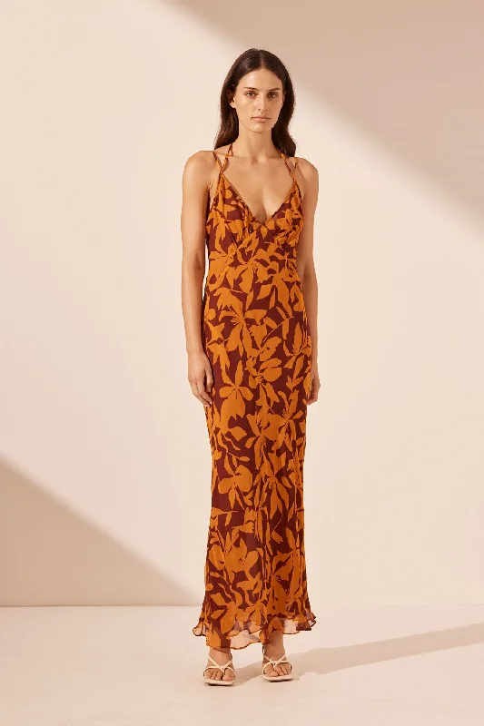 Big Savings NATALINA DOUBLE STRAP PLUNGED SLIP MAXI DRESS