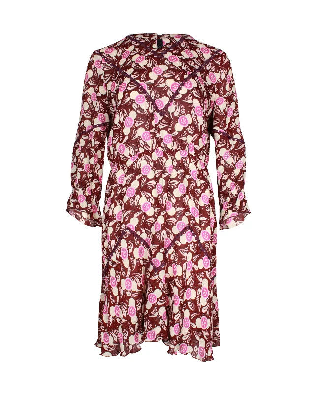 Unmissable Offer Anna Sui Woman Lace-trimmed Floral Print Mini Dress in Multicolor Rayon