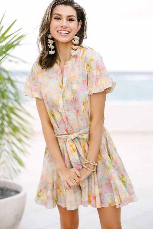 Super Sale Clear Skies Ahead Pink Abstract Dress