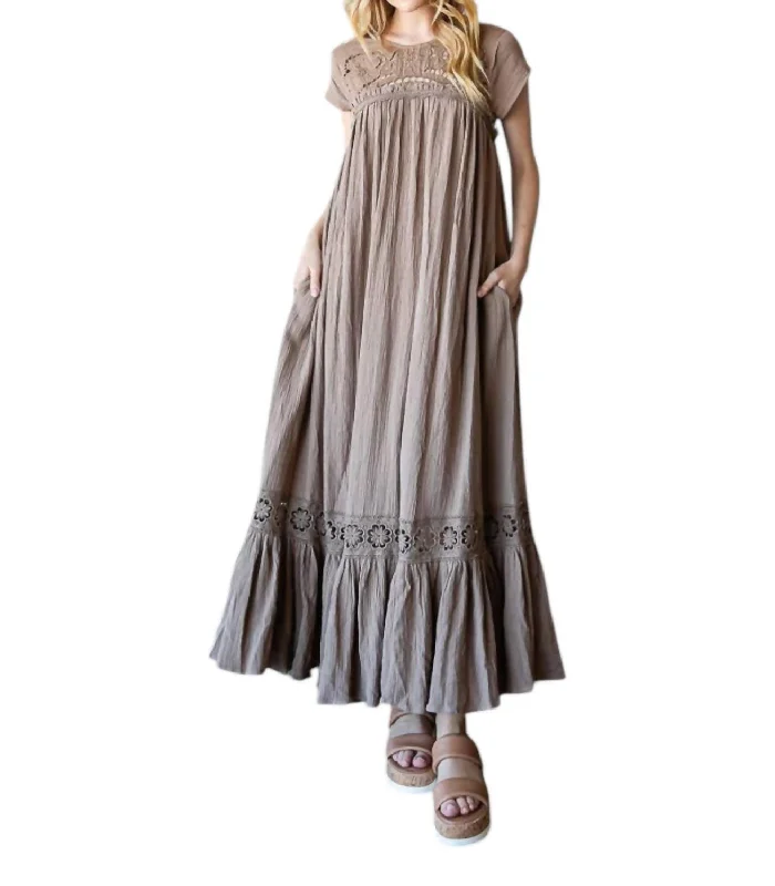 Midnight Sale Gauze Maxi Dress In Taupe