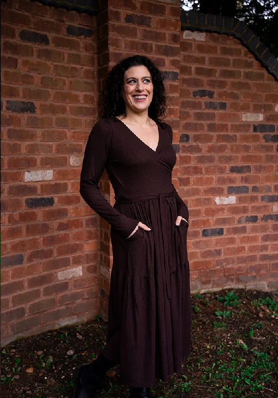Discount Deals Deana Chocolate Brown Tiered Hem Midi Dress