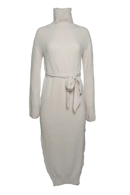 One-DAY Sale maxi wrap wool turtle neck dress in beige