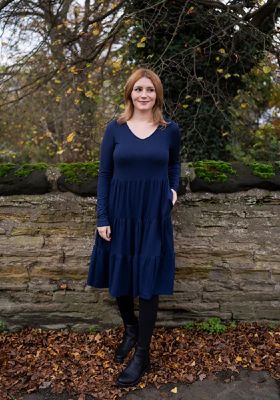 Fantastic Offers Mila Navy Tiered Hem Dress