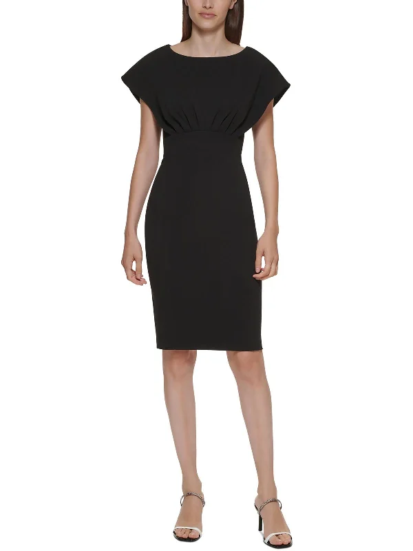 Deal Zone Petites Womens Extended Shoulder Above Knee Sheath Dress