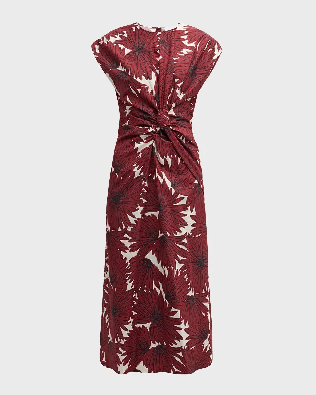 Super Savings Twist-Front Floral-Print Cotton Midi Dress