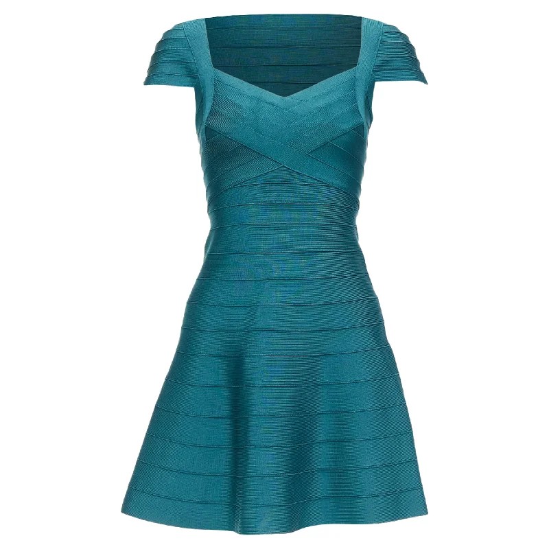 Sale Event Herve Leger Cap Sleeve Sweetheart Fit Flare Bandage Dress