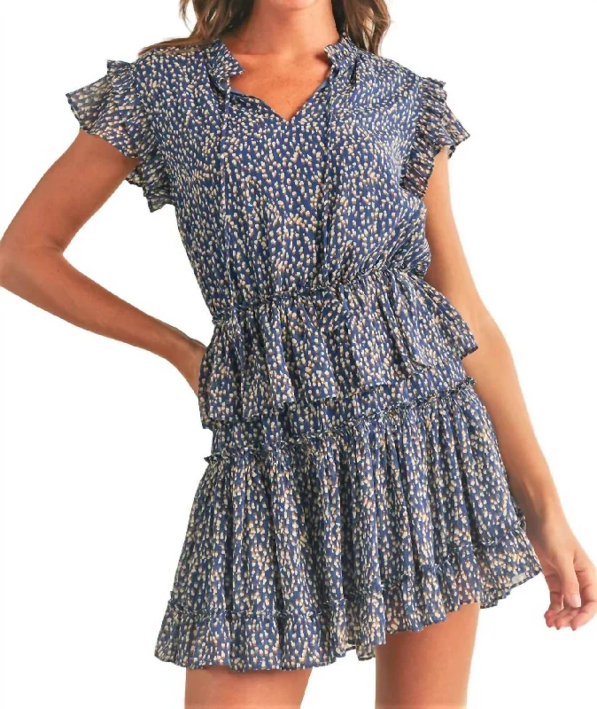 Exclusive Online Offer Penelope Short Sleeve Mini Dress In Blue Combo