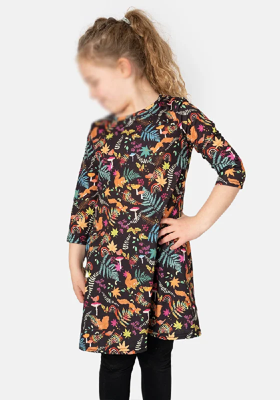 Deep Discounts Children's Woodland Rainbow Print Dress (Dakota)
