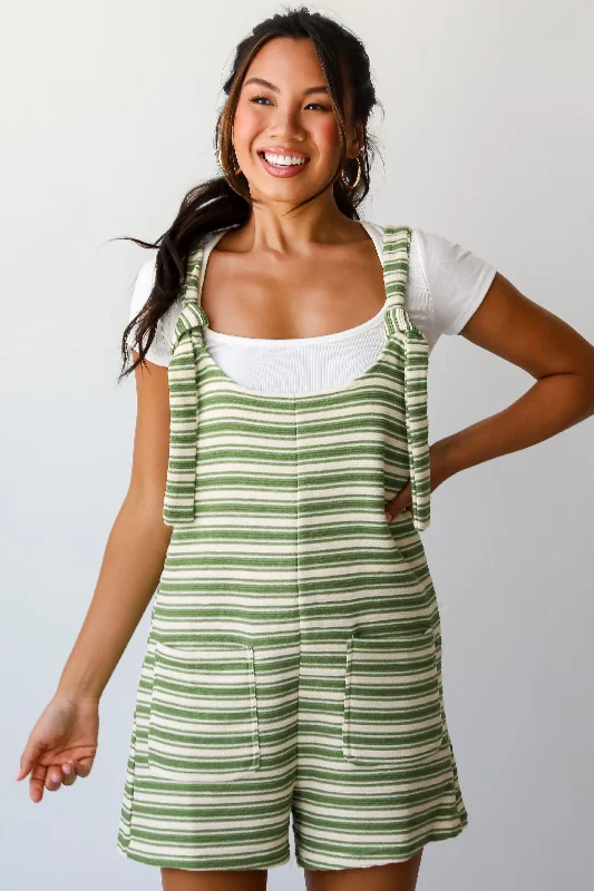 Deal Dash FINAL SALE - Enhanced Style Green Striped Romper