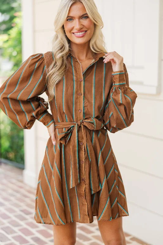 Special Offer Doing The Best Brown Striped Dress