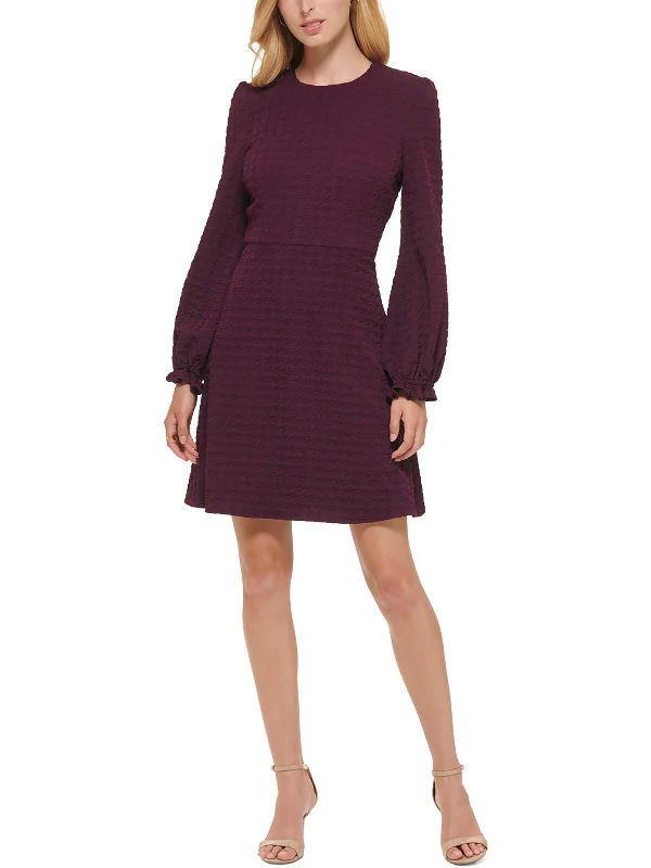 Fantastic Offers Womens Houndstooth Embossed Fit & Flare Dress