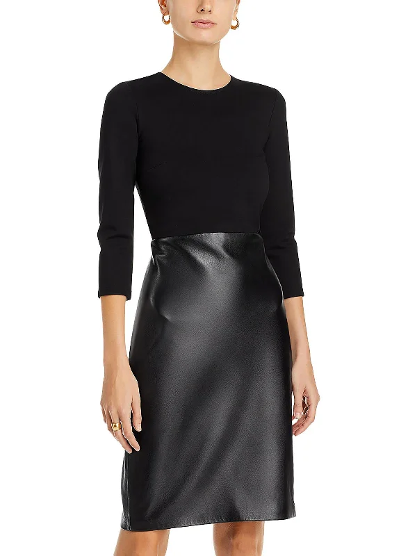 Reduced Prices Franci Womens Leather Ponte Cocktail And Party Dress