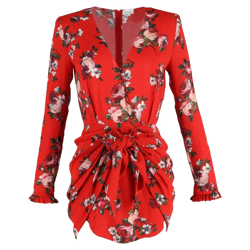Clearance Items Magda Butrym Lesina Draped Mini Dress in Red Silk