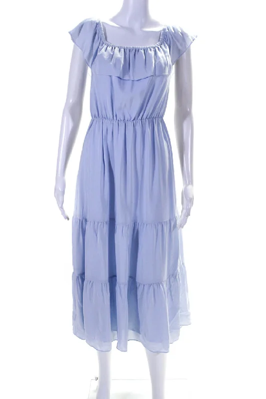 Final Clearance Club Monaco Womens Hamisi Off Short Midi A Line Dress Light Blue