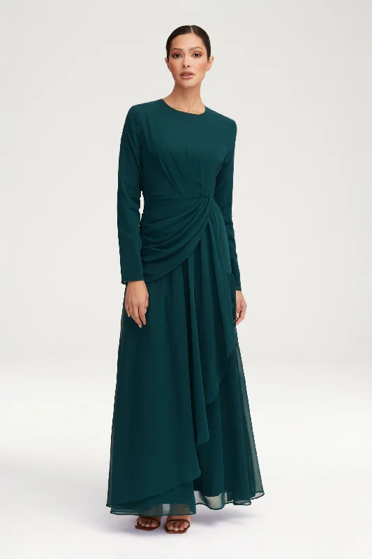 One-DAY Sale Huda Chiffon Maxi Dress - Teal