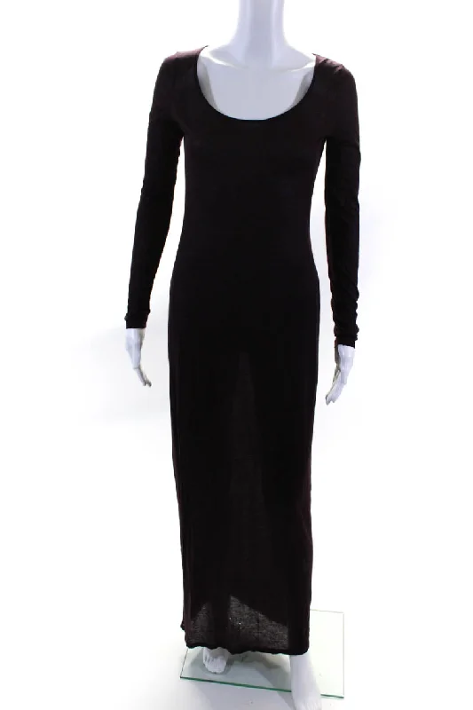 Best Bargains ACNE Studios Womens Round Neck Long Sleeve Maxi T-Shirt Dress Brown