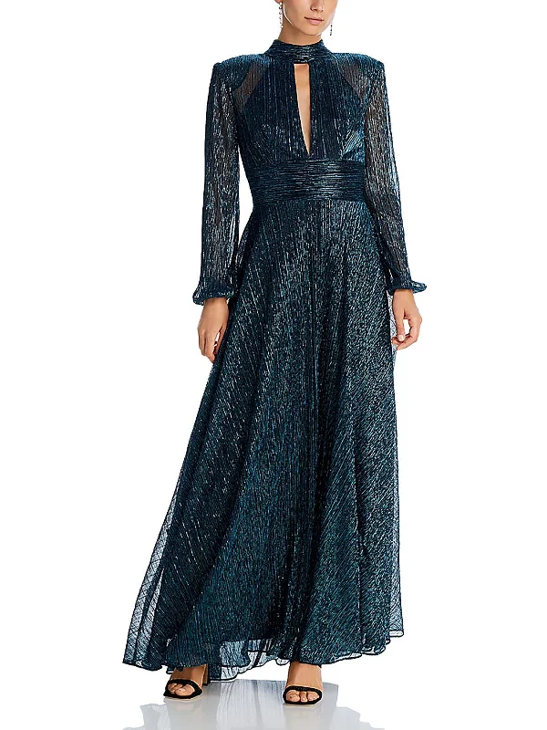 Today Only Womens Metallic Long Sleeves Evening Dress