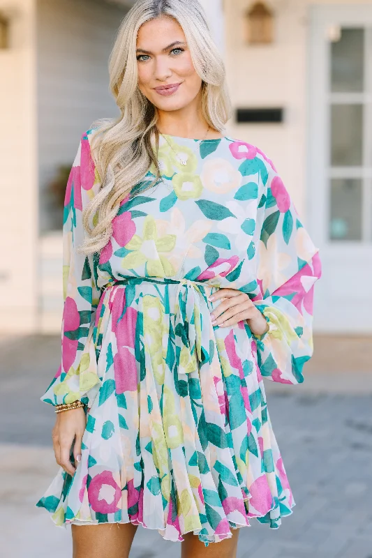 Midnight Madness Stay Close Sage Green Floral Dress