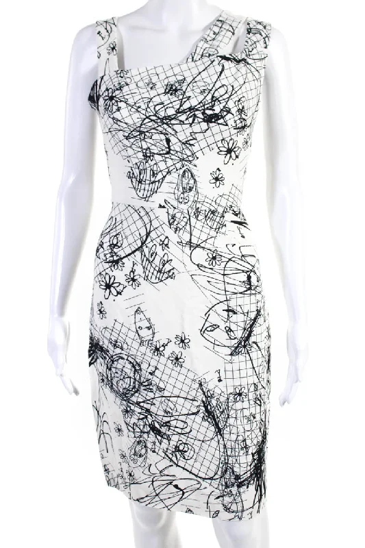 Price Cut Cushnie Et Ochs Womens Floral Print Zipped Sleeveless Midi Dress White