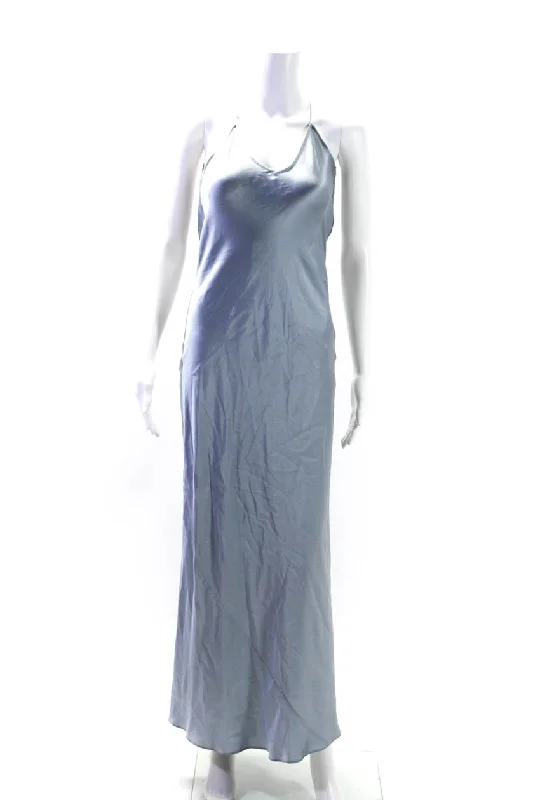 Savings Galore Olivia Von Halle Womens Silk V Neck A Line Slip Dress Ice Blue