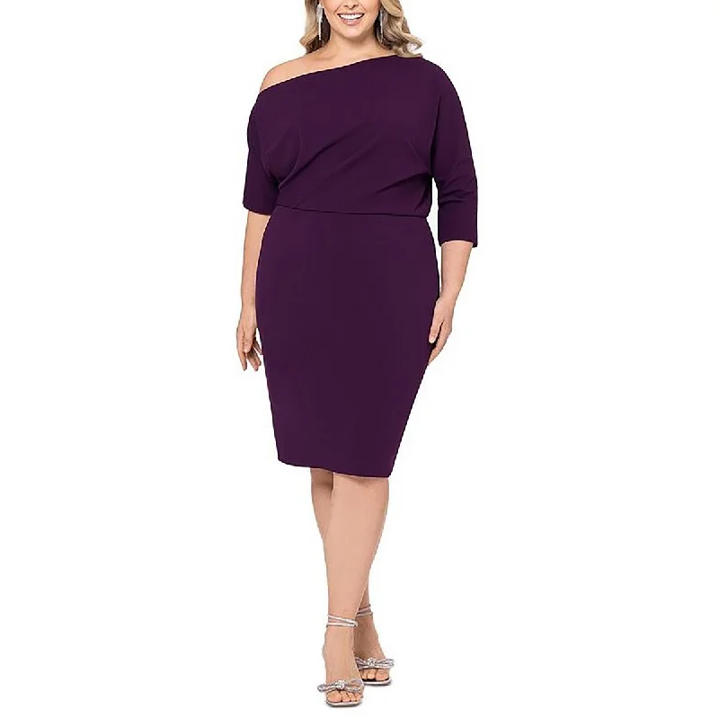 Price Blitz Plus Womens Velvet One Shoulder Evening Dress