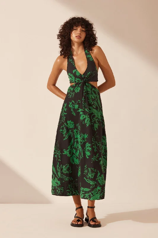 Year-End Sale HIVA TWIST FRONT HALTER MIDI DRESS